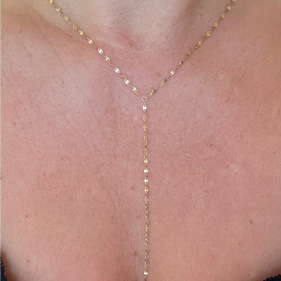 Celebrity Stylist Designed 14k Gold Minimalist Lariat Necklace Fine Jewelry - Picture 3 of 11